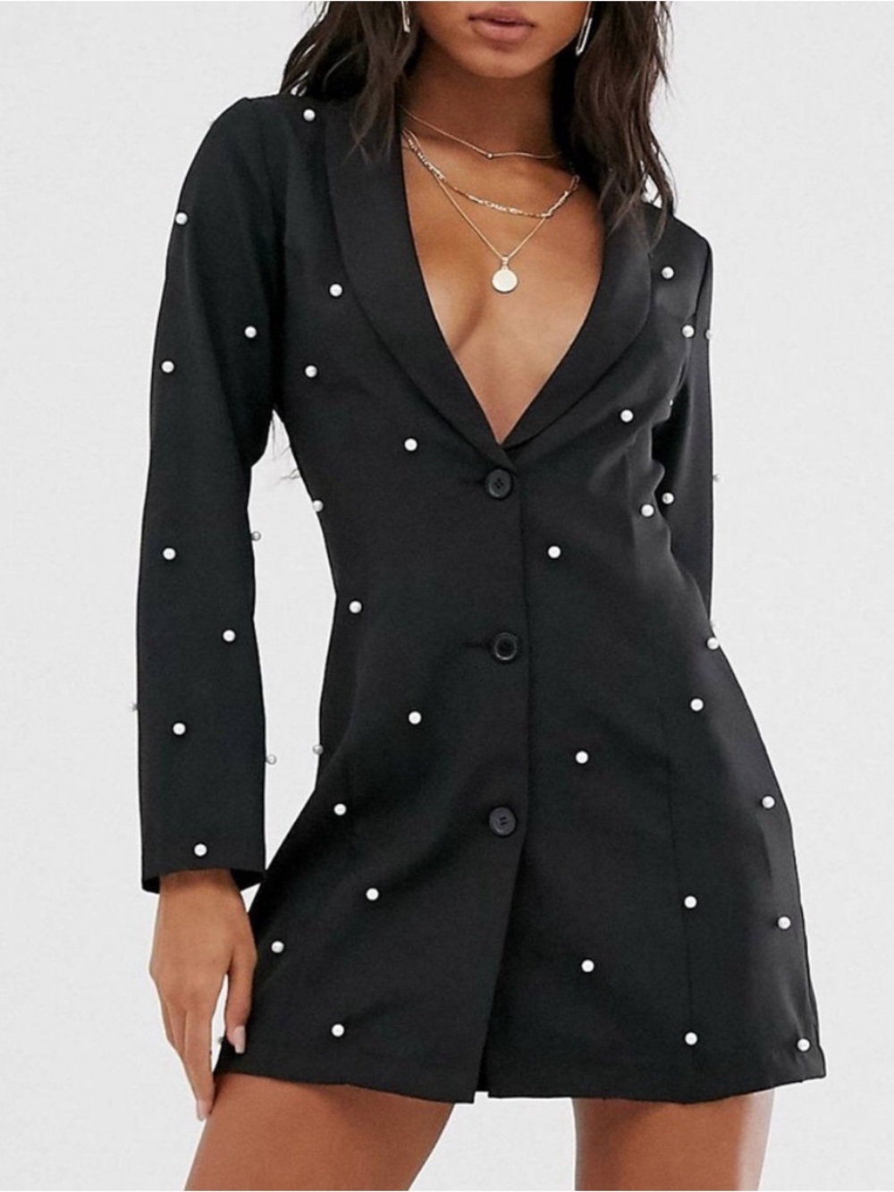 Saint Genies black blazer dress pearl embellishments women’s size 12 new